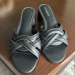 Steve Madden Marano Black Leather Knot Slide Sandal